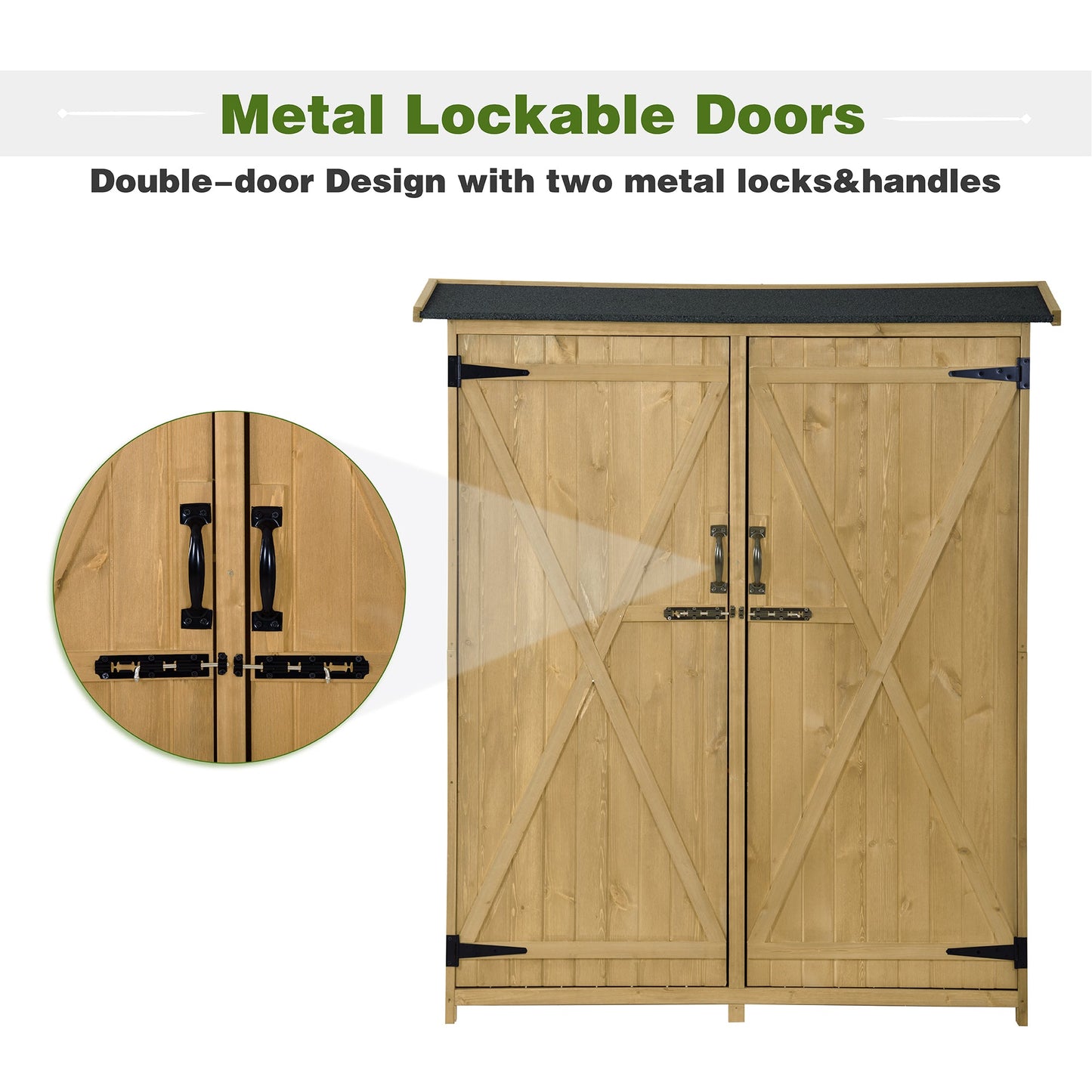5x4 Outdoor Wood Storage Shed – Natural Finish, Waterproof Asphalt Roof