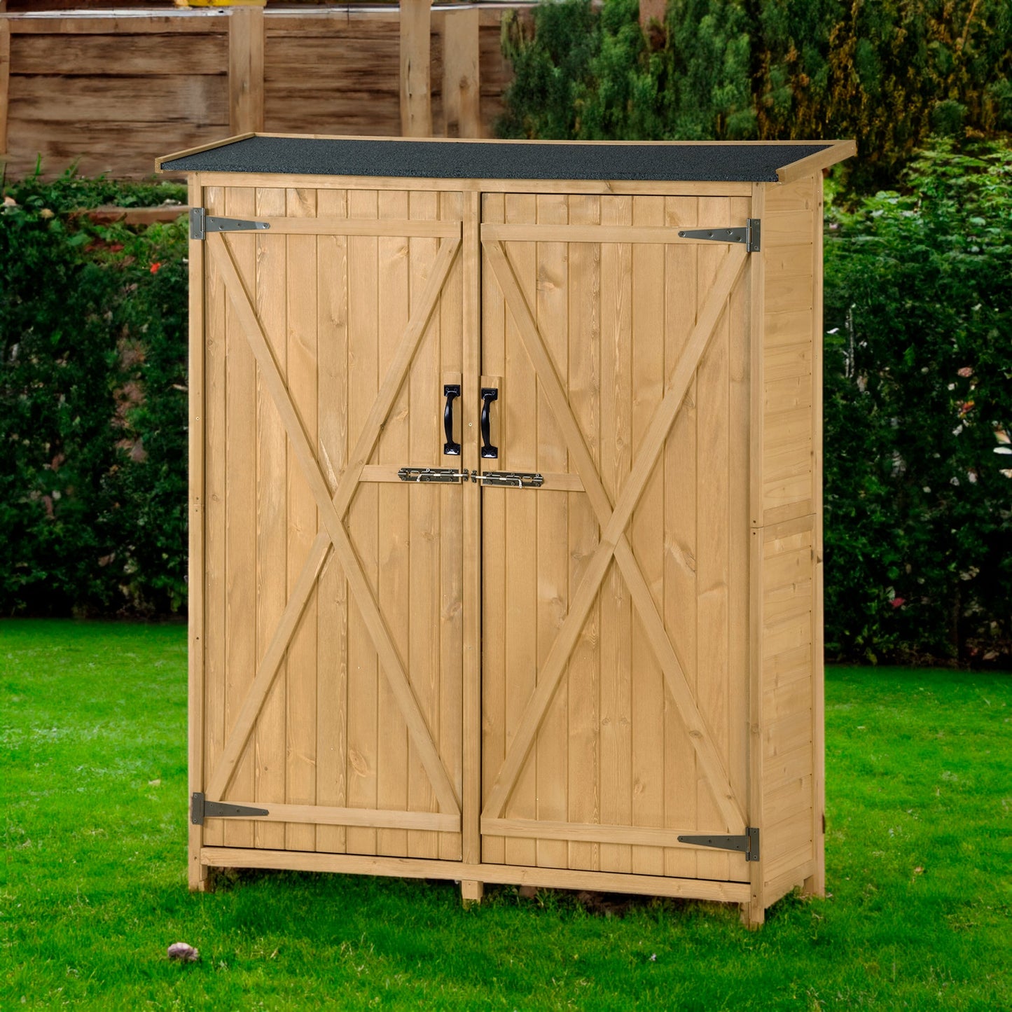 5x4 Outdoor Wood Storage Shed – Natural Finish, Waterproof Asphalt Roof