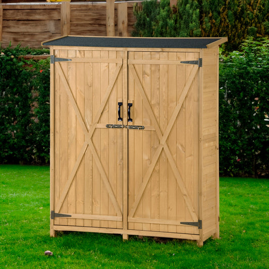 5x4 Outdoor Wood Storage Shed – Natural Finish, Waterproof Asphalt Roof