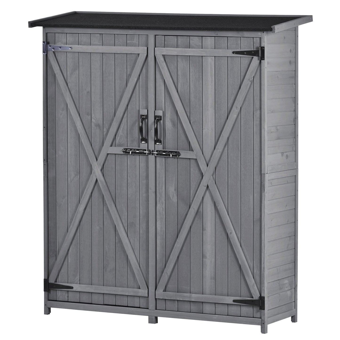 5x4 Outdoor Wood Storage Shed – Gray Finish, Waterproof Asphalt Roof