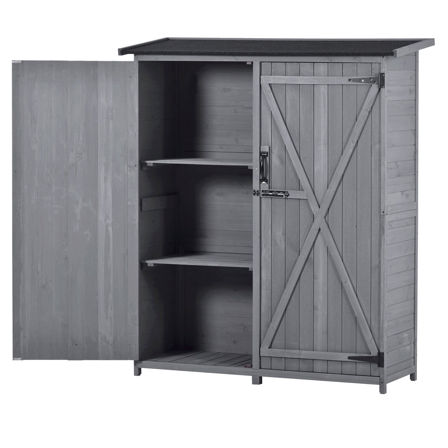 5x4 Outdoor Wood Storage Shed – Gray Finish, Waterproof Asphalt Roof