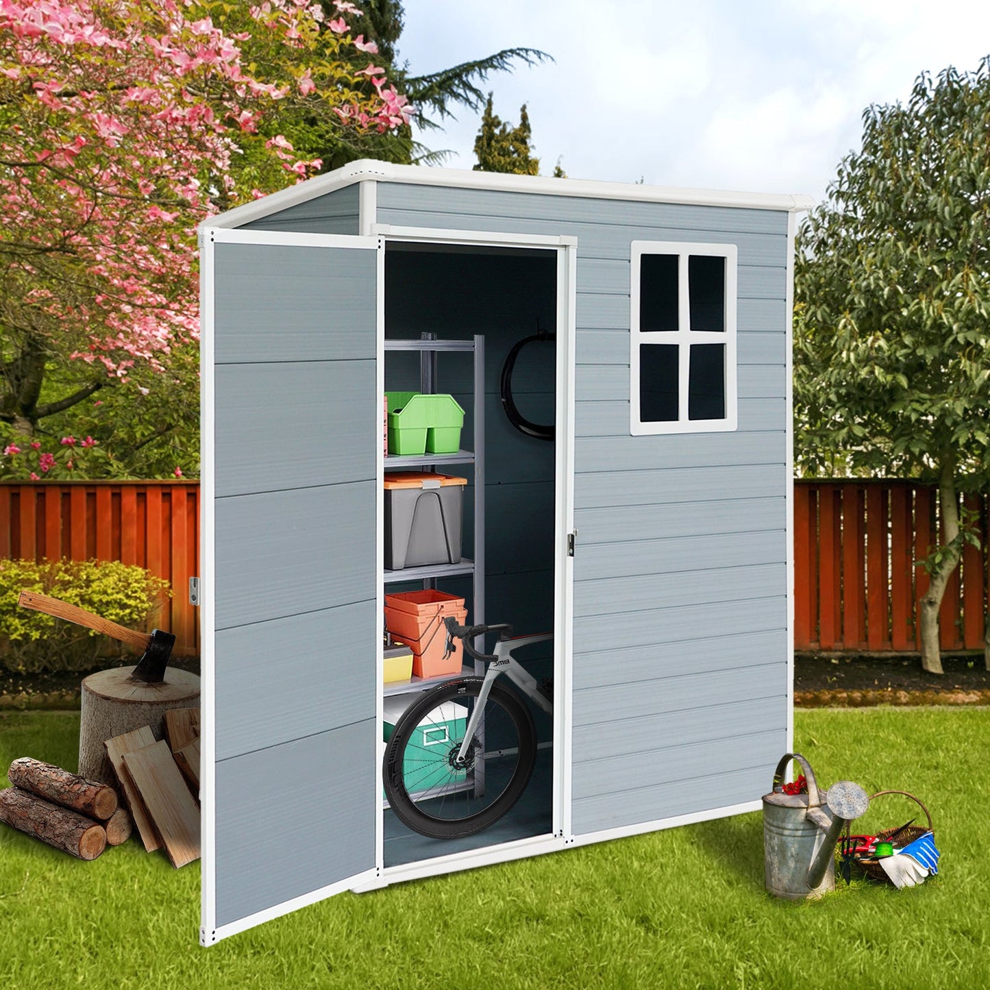 5x3 Outdoor Resin Storage Shed Kit – Grey