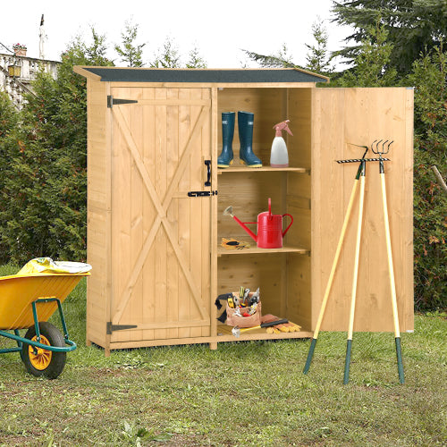 5x4 Outdoor Wood Storage Shed – Natural Finish, Waterproof Asphalt Roof