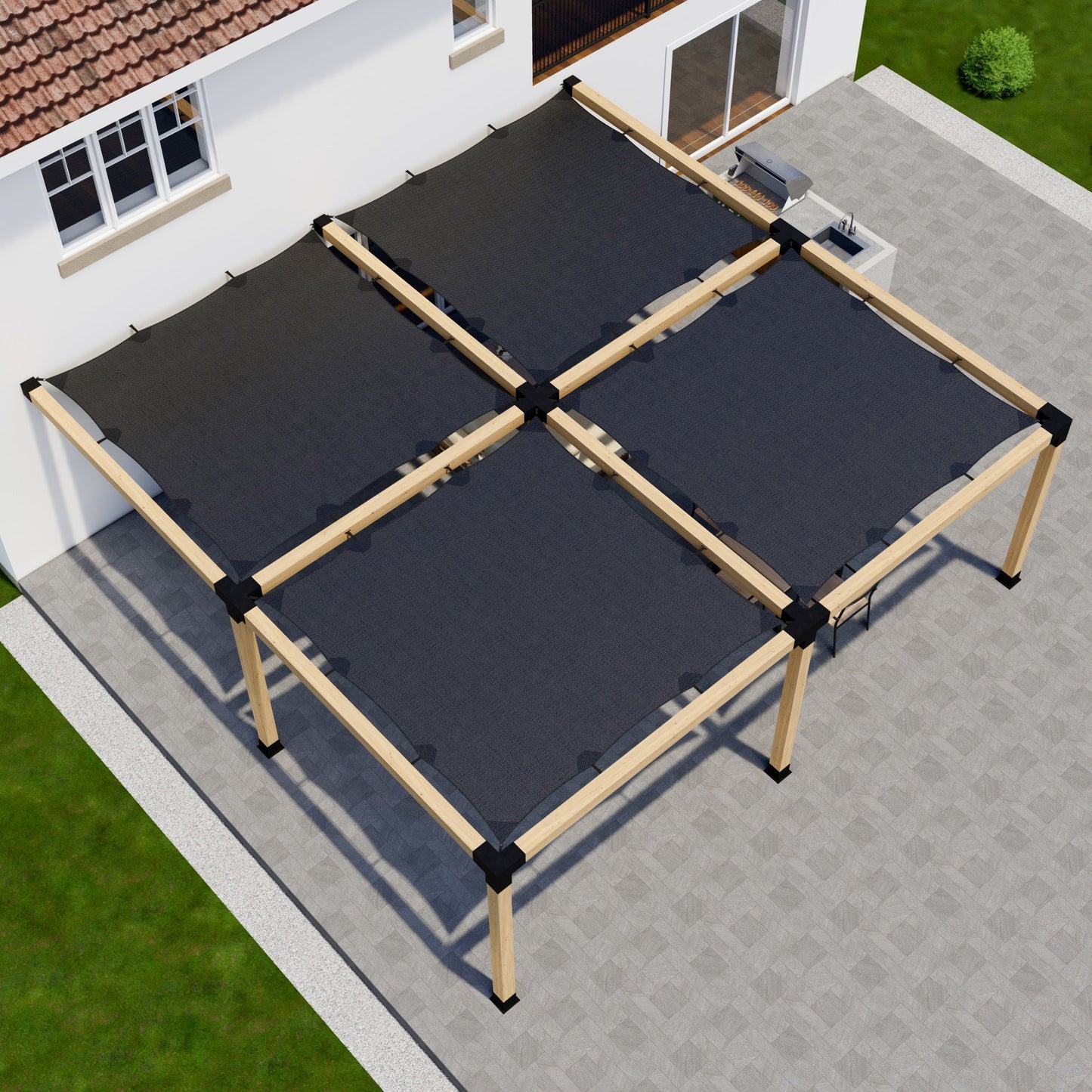 DIY Attached Pergola Kit – With Canopies, Up to 24x24
