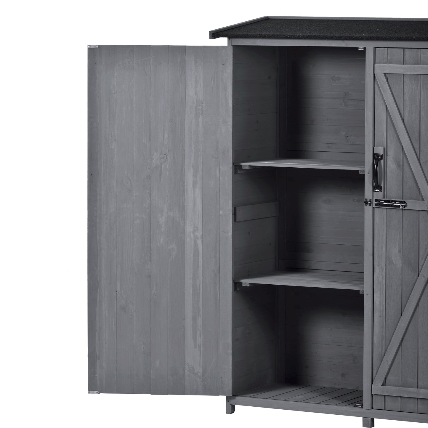5x4 Outdoor Wood Storage Shed – Gray Finish, Waterproof Asphalt Roof
