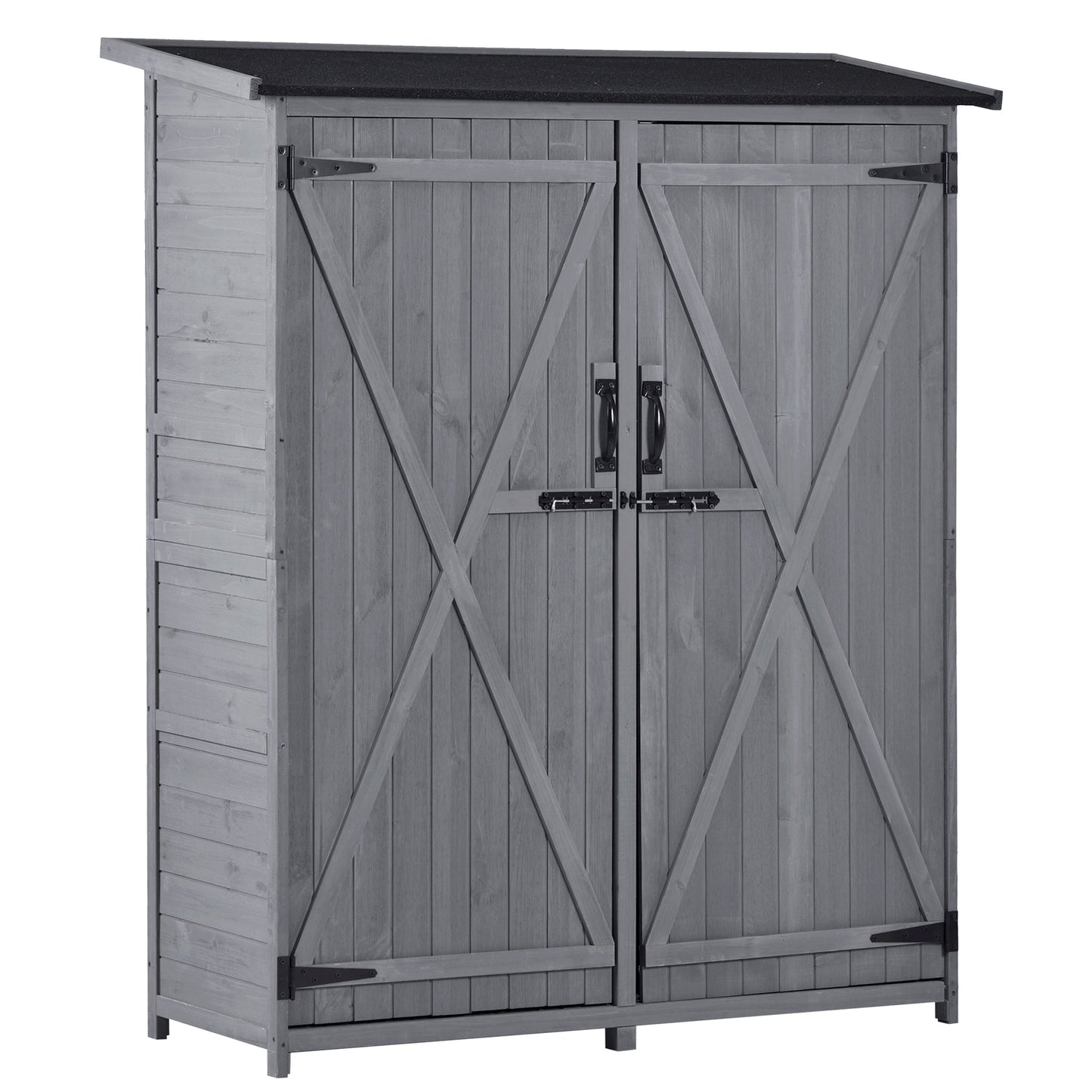 5x4 Outdoor Wood Storage Shed – Gray Finish, Waterproof Asphalt Roof