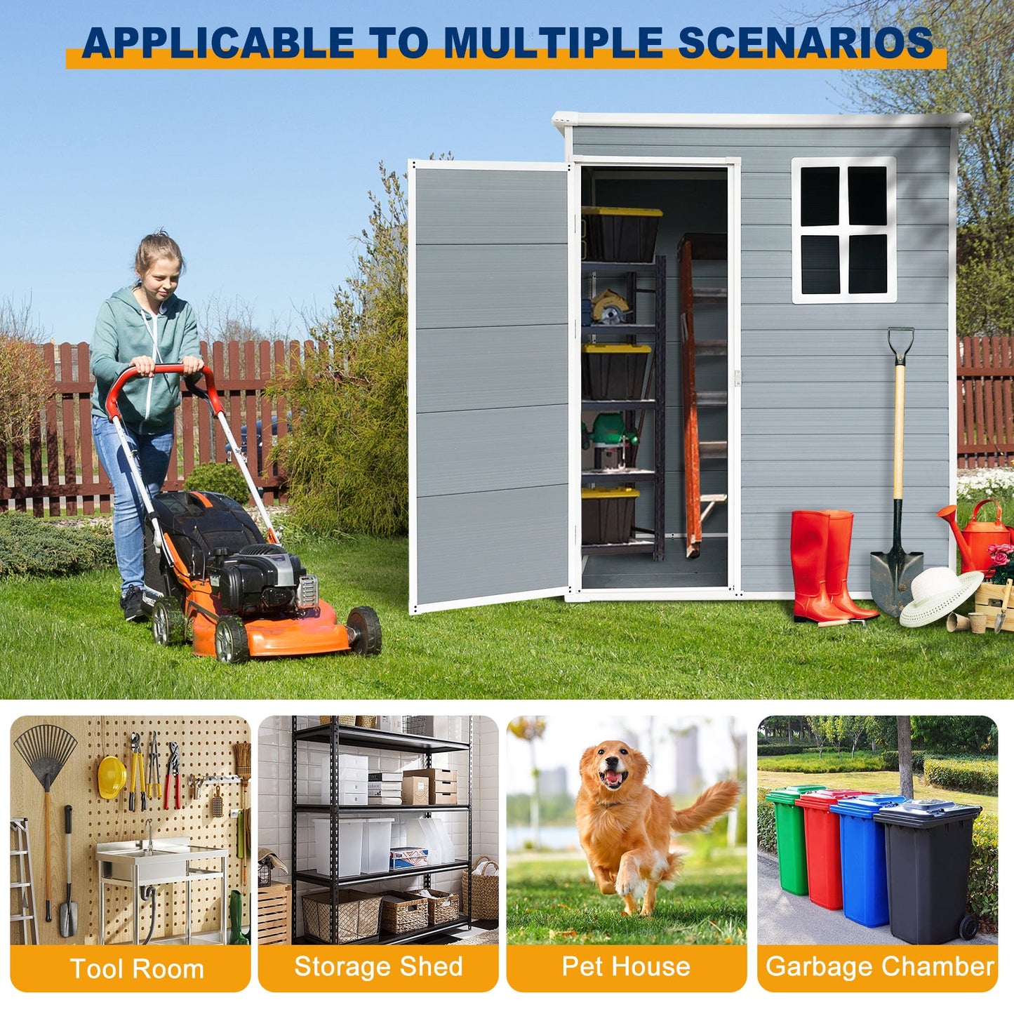 5x3 Outdoor Resin Storage Shed Kit – Grey