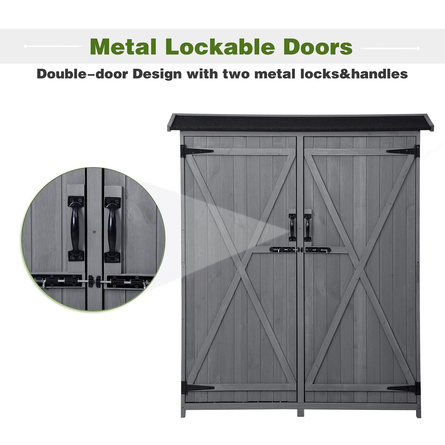 5x4 Outdoor Wood Storage Shed – Gray Finish, Waterproof Asphalt Roof