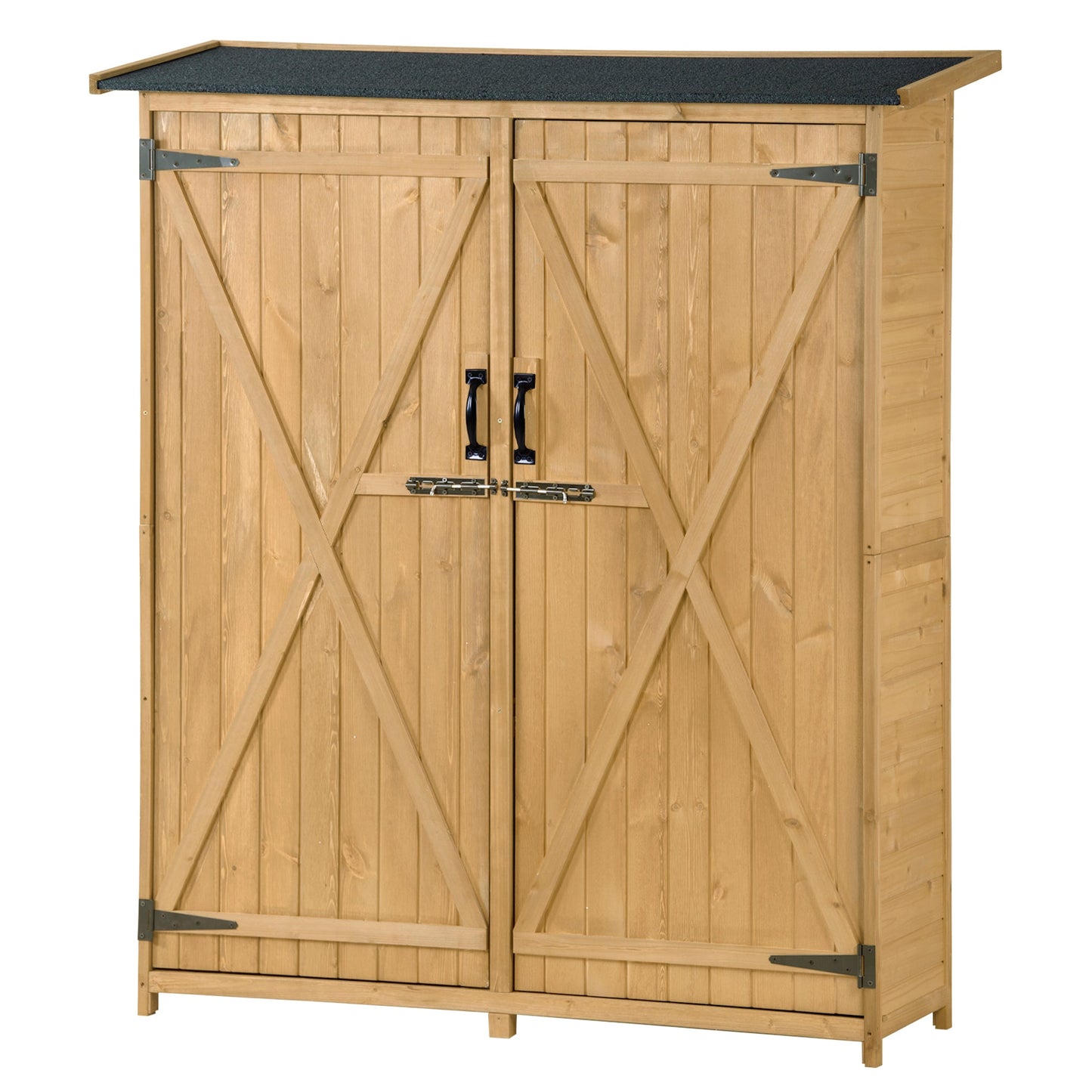 5x4 Outdoor Wood Storage Shed – Natural Finish, Waterproof Asphalt Roof