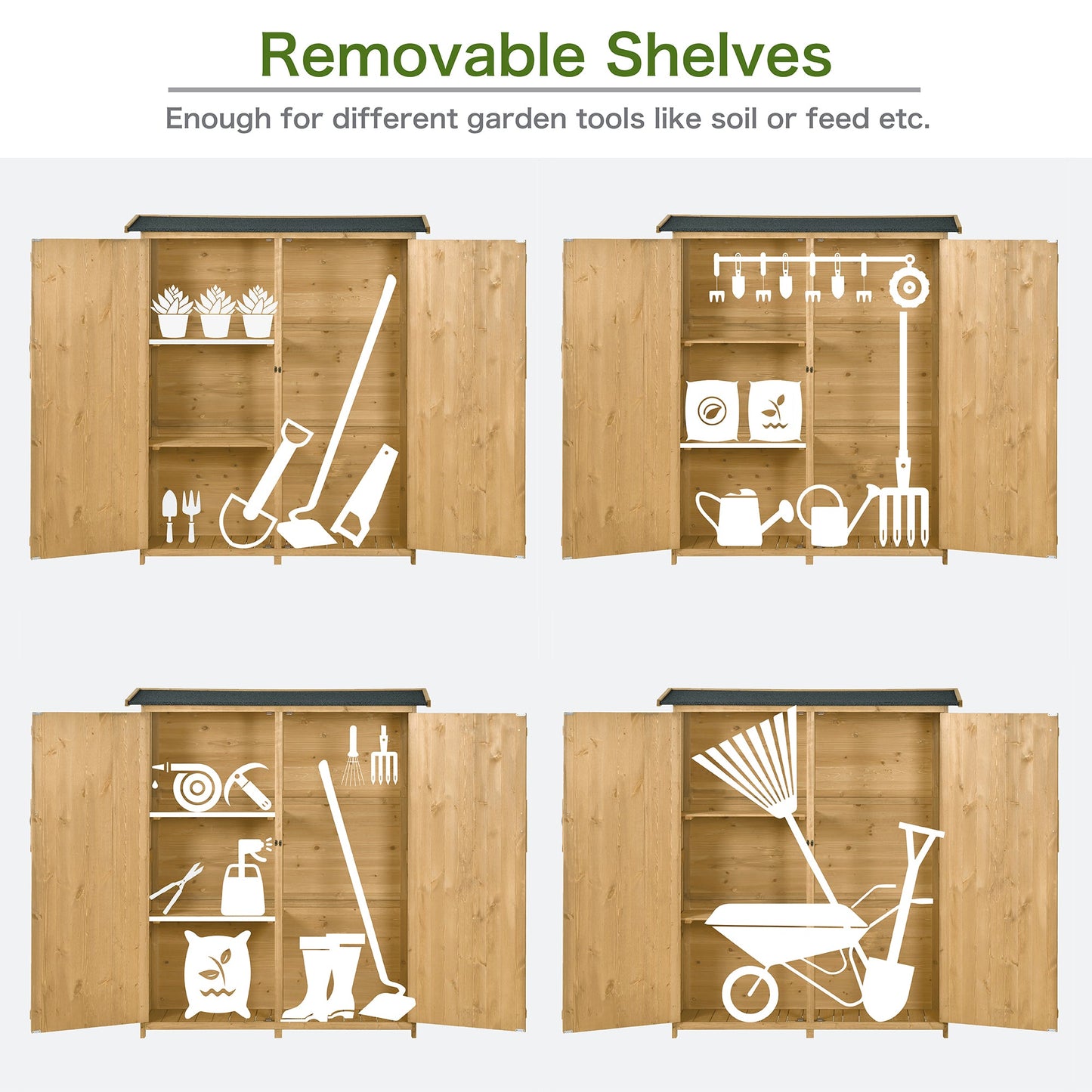 5x4 Outdoor Wood Storage Shed – Natural Finish, Waterproof Asphalt Roof