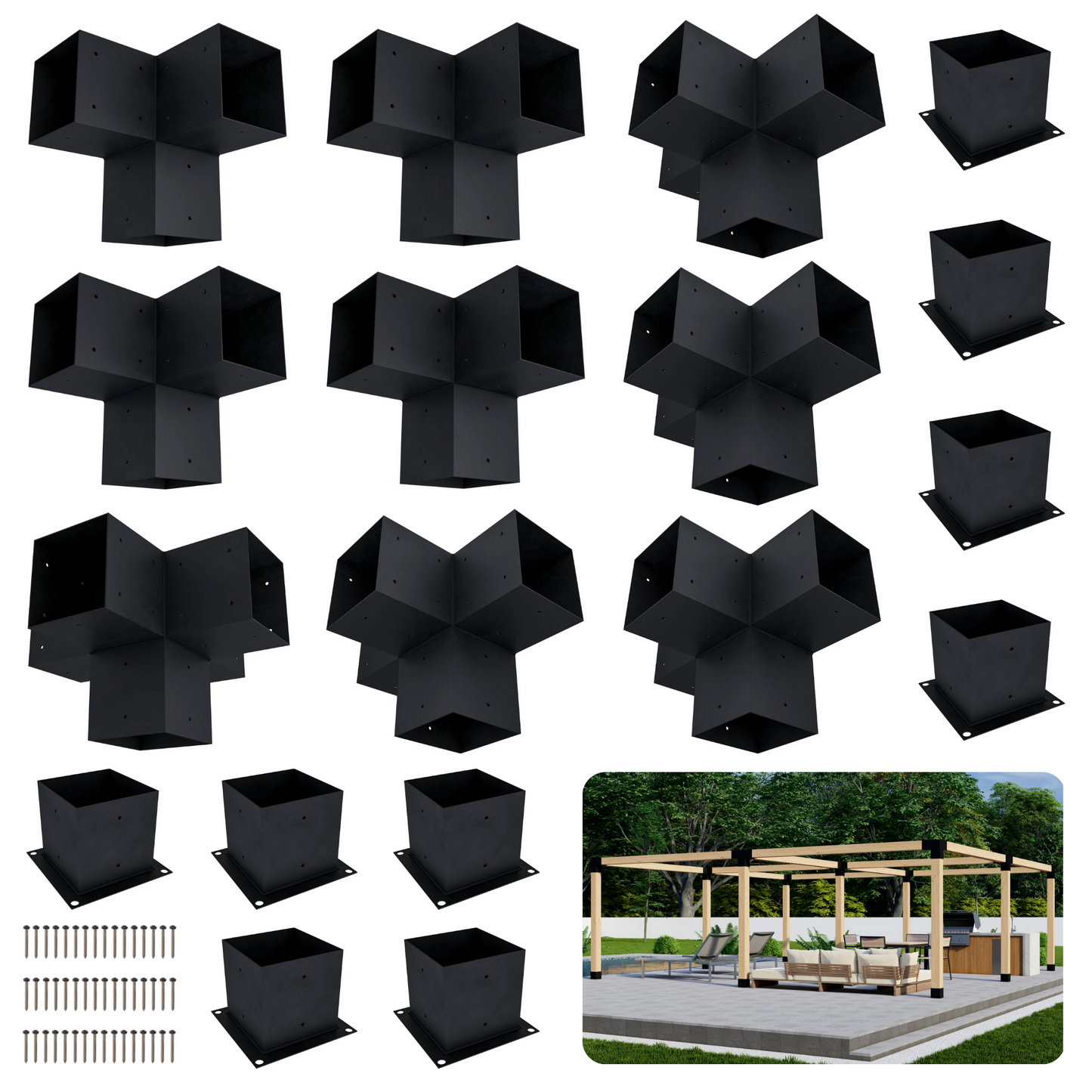 DIY Freestanding Pergola Bracket Kit – Up to 24x24