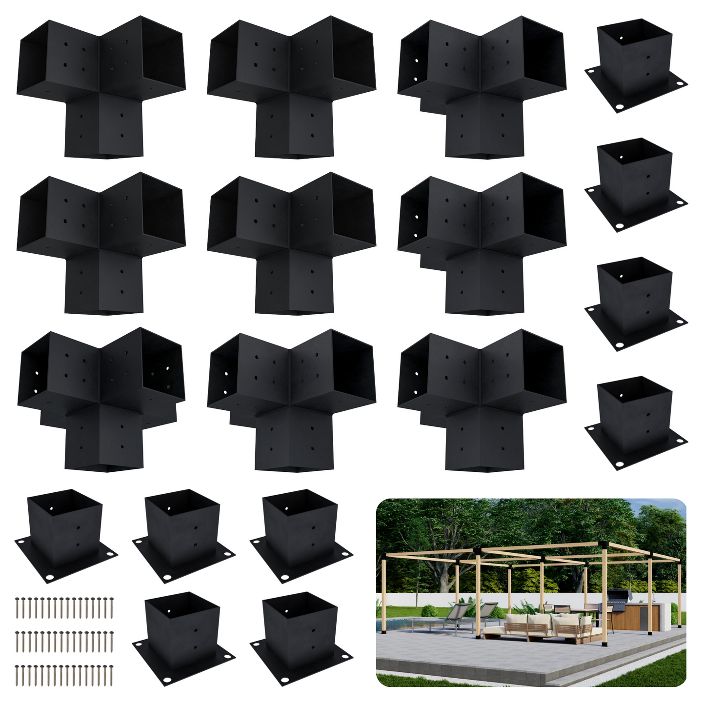 DIY Freestanding Pergola Bracket Kit – Up to 24x24