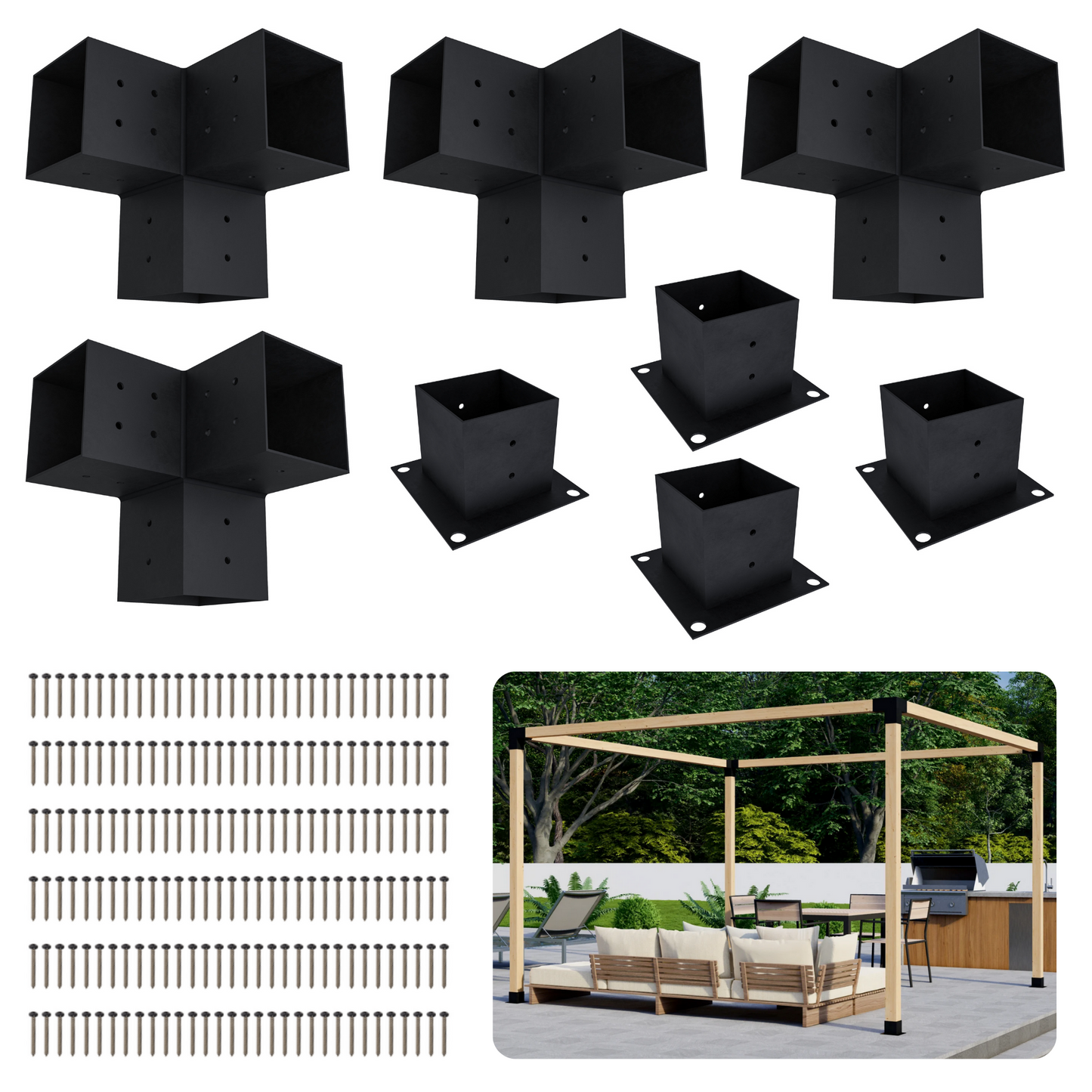DIY Freestanding Pergola Bracket Kit – Up to 12x12