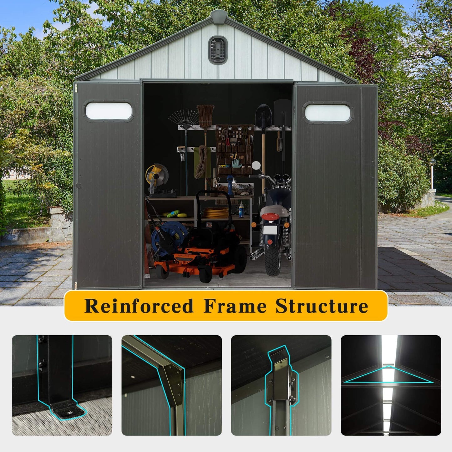 Alora 6x8 Heavy-Duty All-Weather Resin Storage Shed – Doors, Windows & Vents