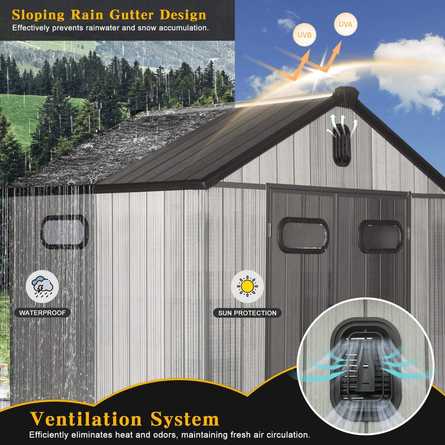 Alora 6x8 Heavy-Duty All-Weather Resin Storage Shed – Doors, Windows & Vents