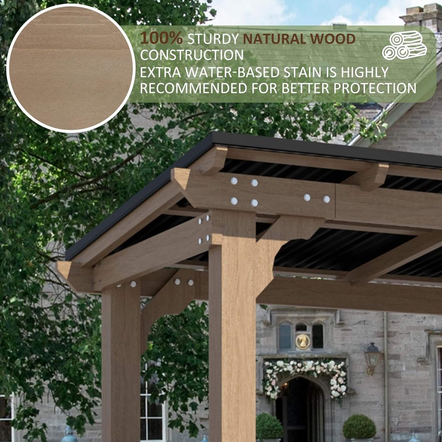 Alora Heavy-Duty Wooden Grill Gazebo – Sloped Metal Roof