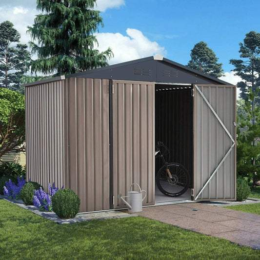 Alora 6x8 Outdoor Metal Cabin Storage Shed – Hanover Style