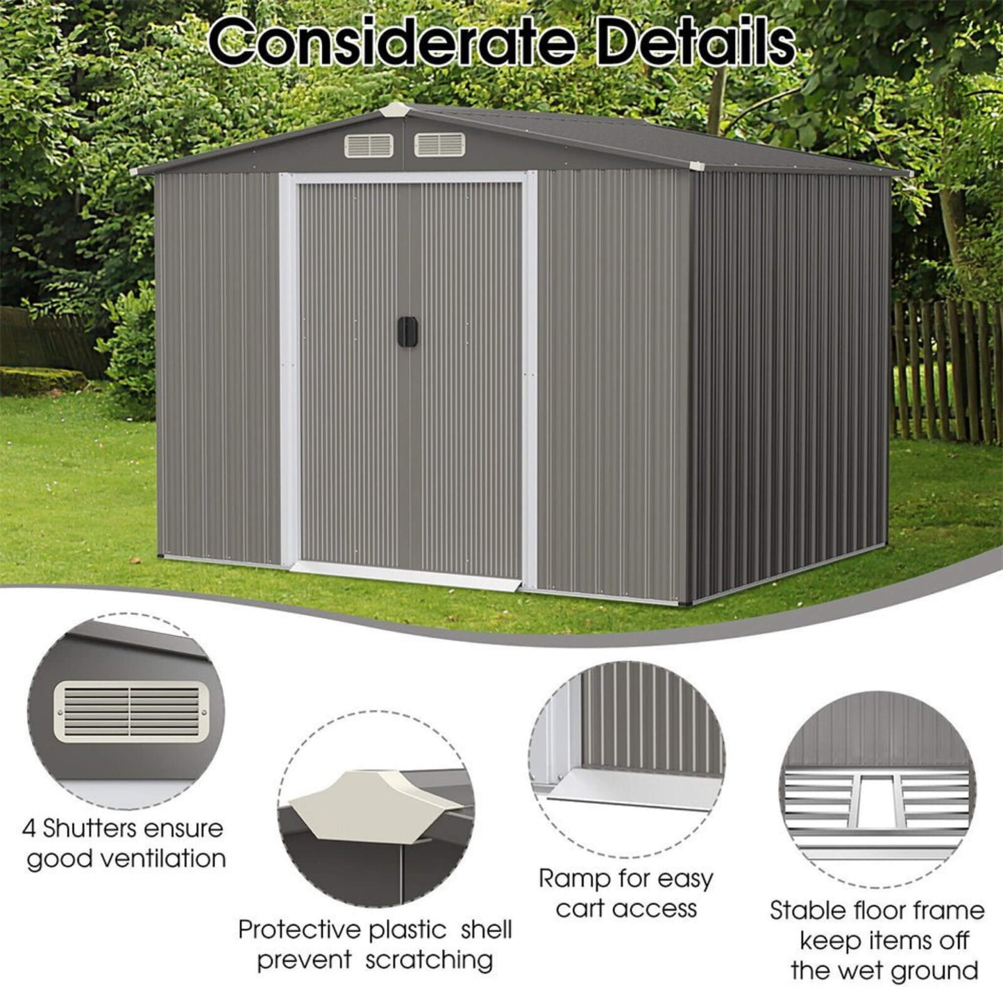 Alora 8x6 Outdoor Steel Tool & Garden Storage Shed
