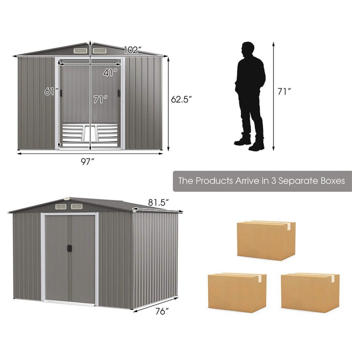 Alora 8x6 Outdoor Steel Tool & Garden Storage Shed