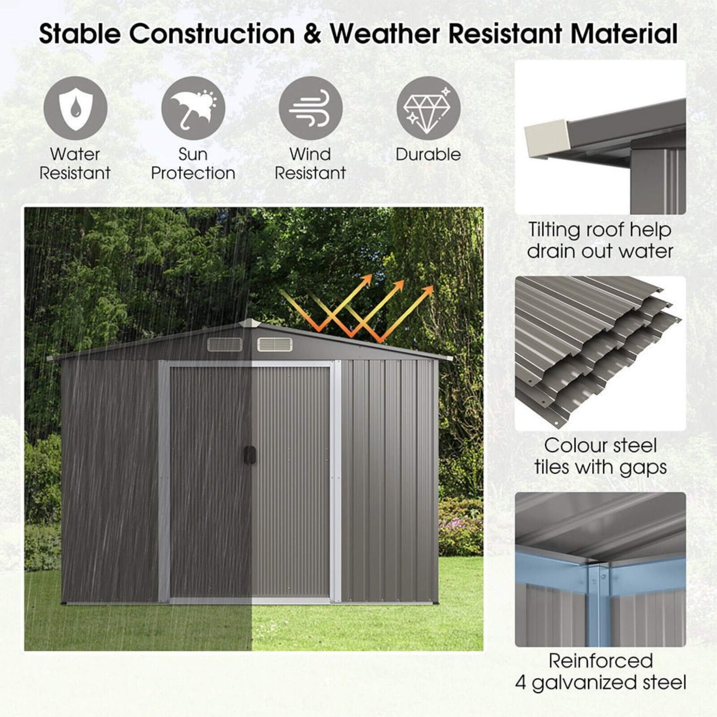 Alora 8x6 Outdoor Steel Tool & Garden Storage Shed