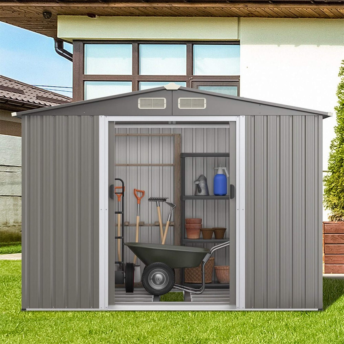 Alora 8x6 Outdoor Steel Tool & Garden Storage Shed