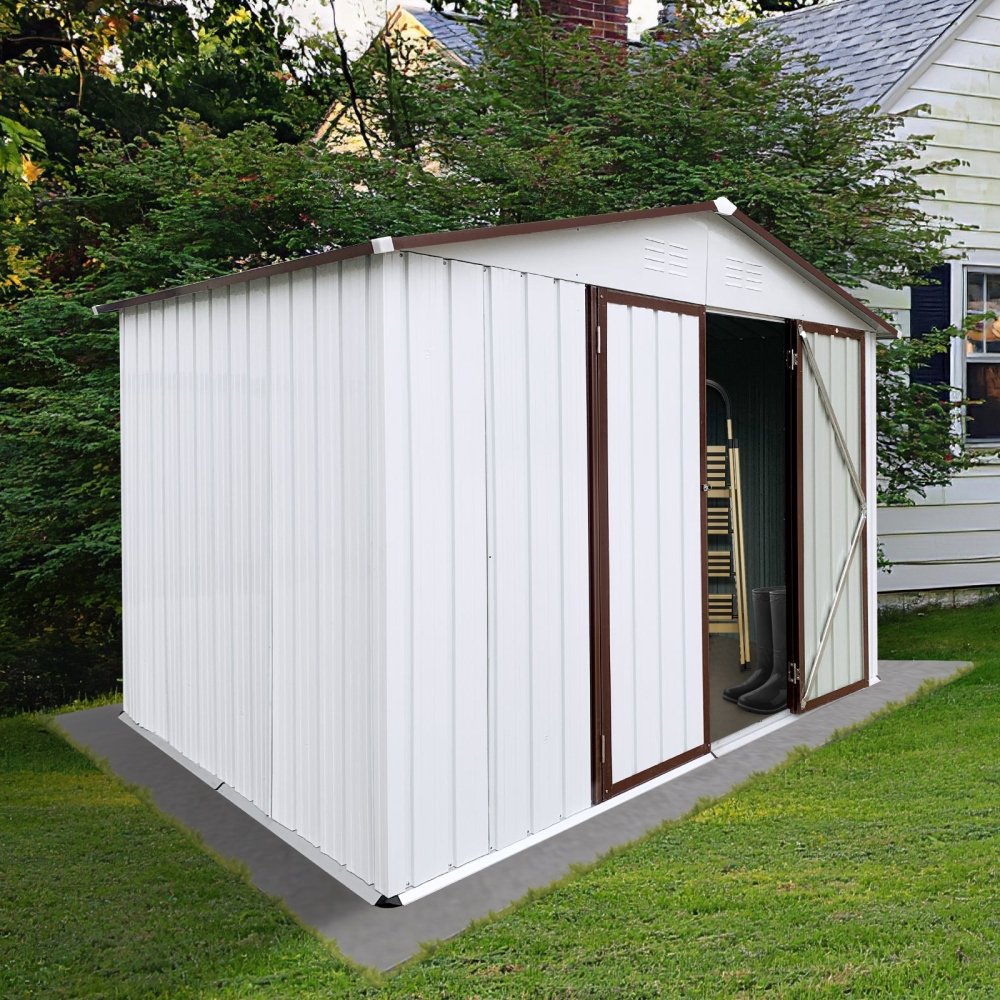Alora 8x10 Outdoor Metal Storage Shed – White Finish