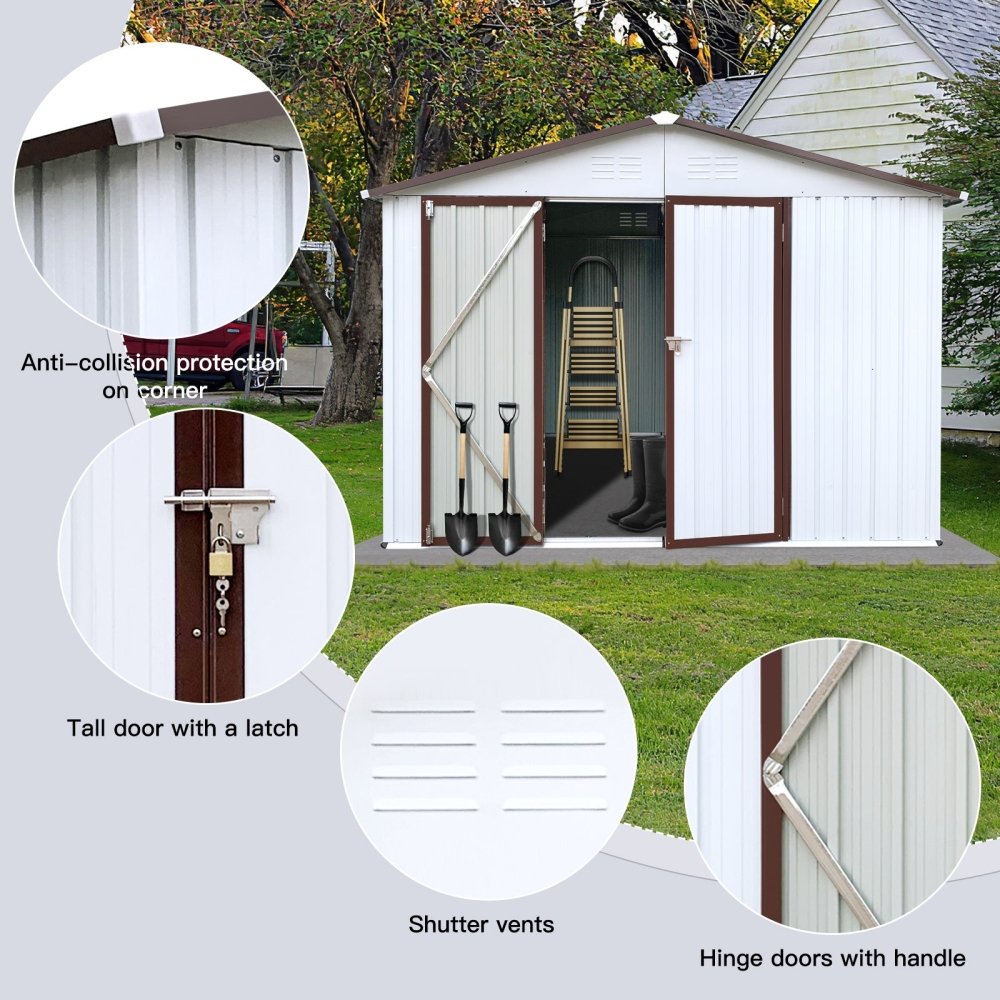 Alora 8x10 Outdoor Metal Storage Shed – White Finish