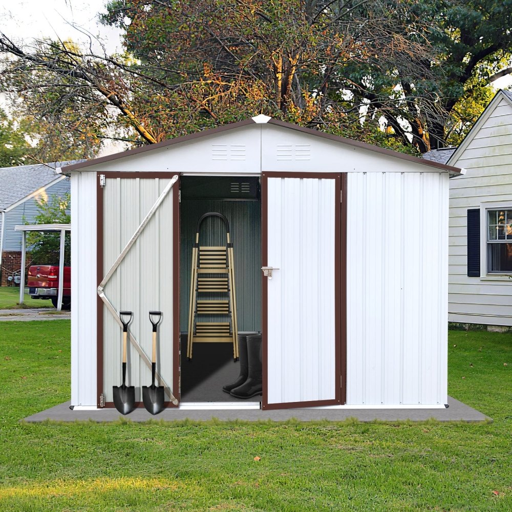 Alora 8x10 Outdoor Metal Storage Shed – White Finish