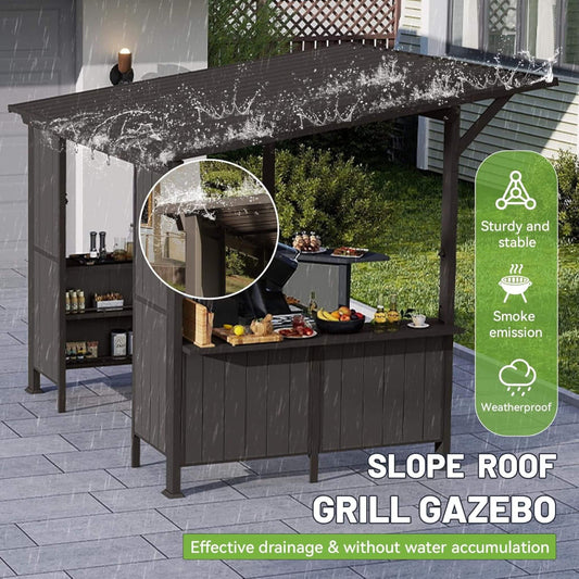 Alora 9x10 Modern Slanted Hardtop Grill Gazebo – Alloy Steel